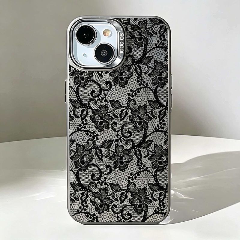 Vintage Floral Pattern Soft Case - Винтажный черный чехол для телефона с