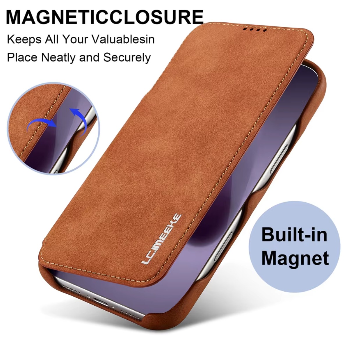 Leather Wallet Card Holder Phone Cover - Кожаный магнитный откидной чехол-бумажник с держателем